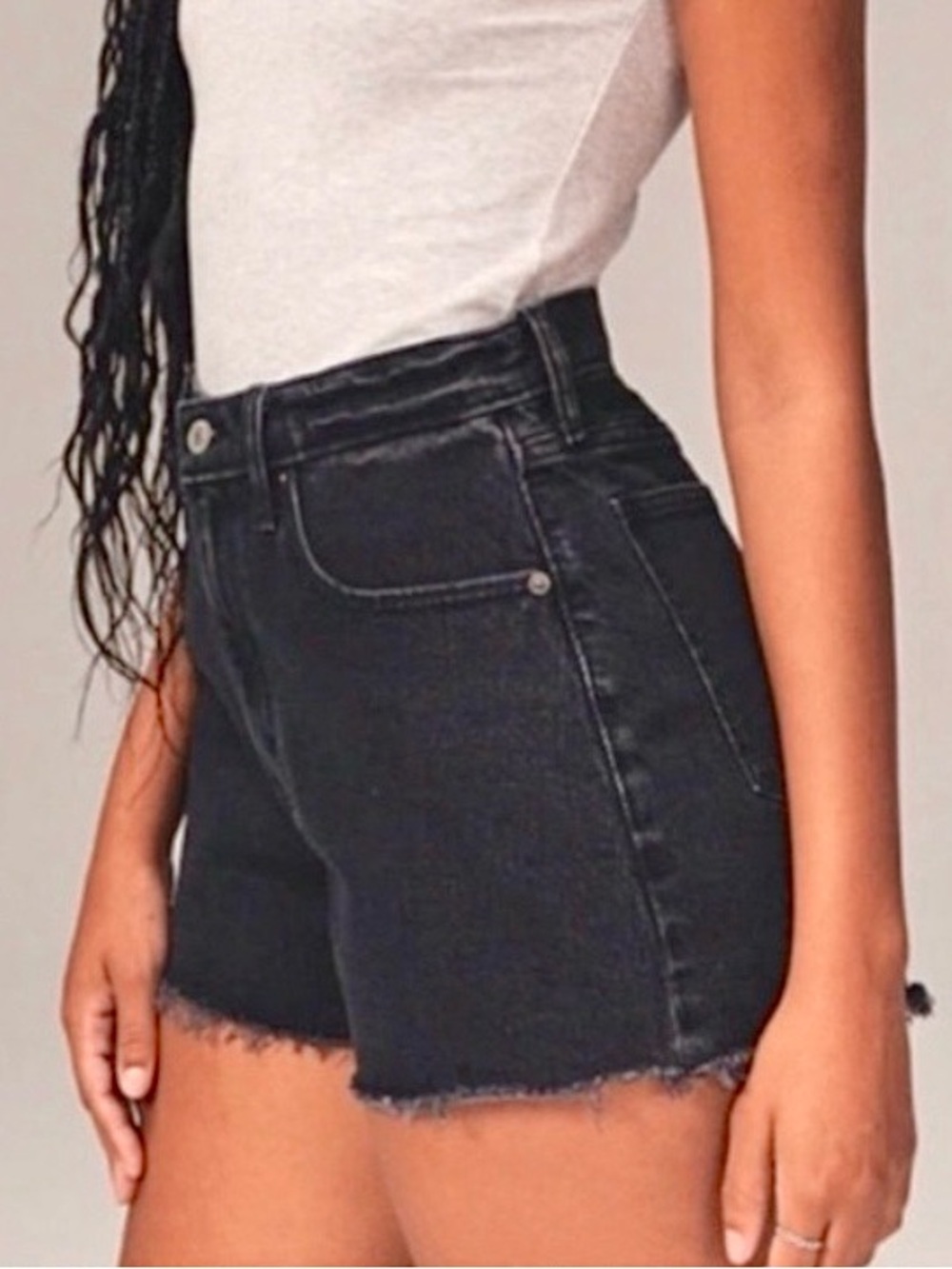Abercrombie & Fitch Black 90s Relaxed Cutoff Jean Shorts High Rise Curve Love 26